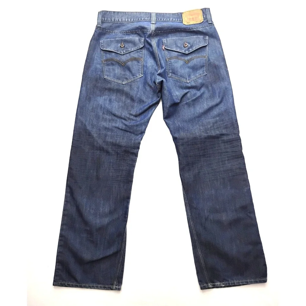 Levis 514 Slim Straight Fit Jeans Pants Dark Blue Denim Pocket Flaps 36x30